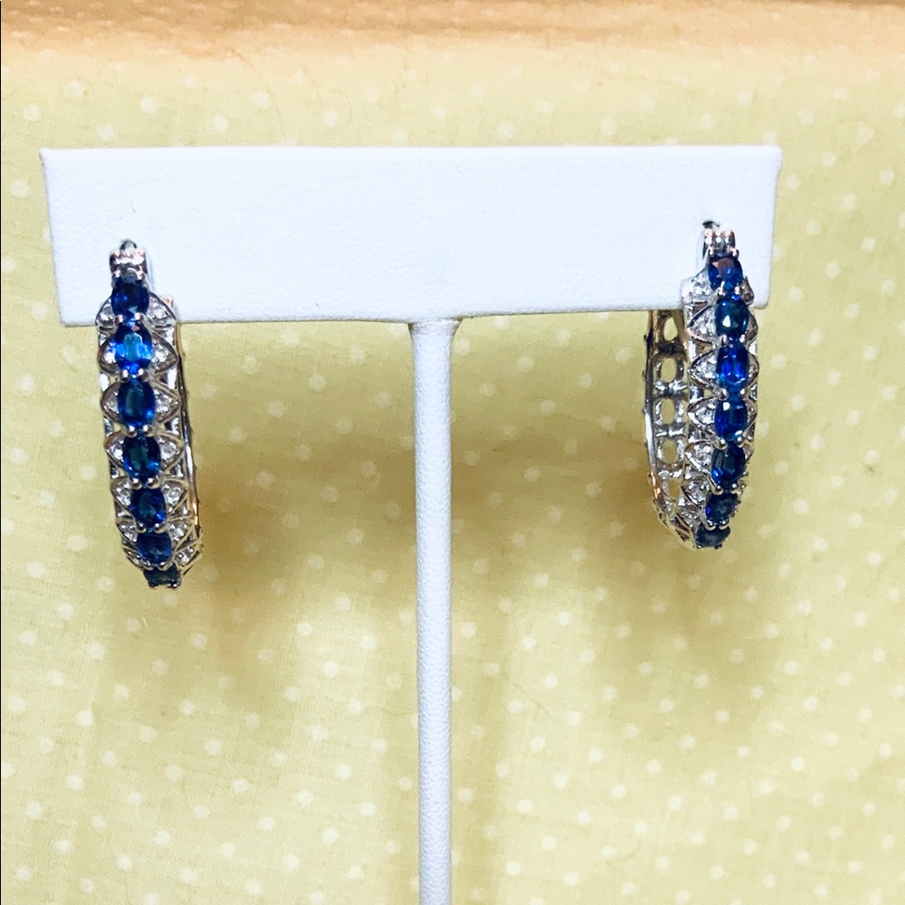Genuine Kashmir Blue Kyanite Hoop Earrings